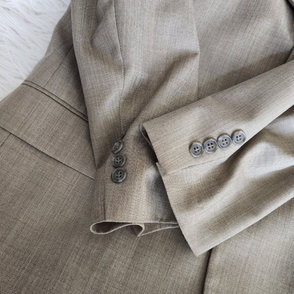 Stafford Men's Suit Jacket Size 44R Beige 100% Wool Collared 3 Button Blazer - Picture 11 of 11